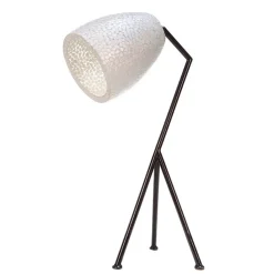Straluma Zwarte driepoot tafellamp met witte schelpenkap> Tafellampen|Schelpenlampen