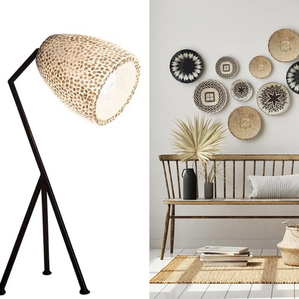 Straluma Zwarte driepoot tafellamp met witte schelpenkap> Tafellampen|Schelpenlampen