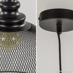 Straluma Zwarte hanglamp Karla met gaas></noscript> Light and Living|Woonkamerlampen