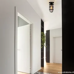 Straluma Zwarte Kooi- plafondlamp met glas></noscript> Kooilampen|Woonkamerlampen