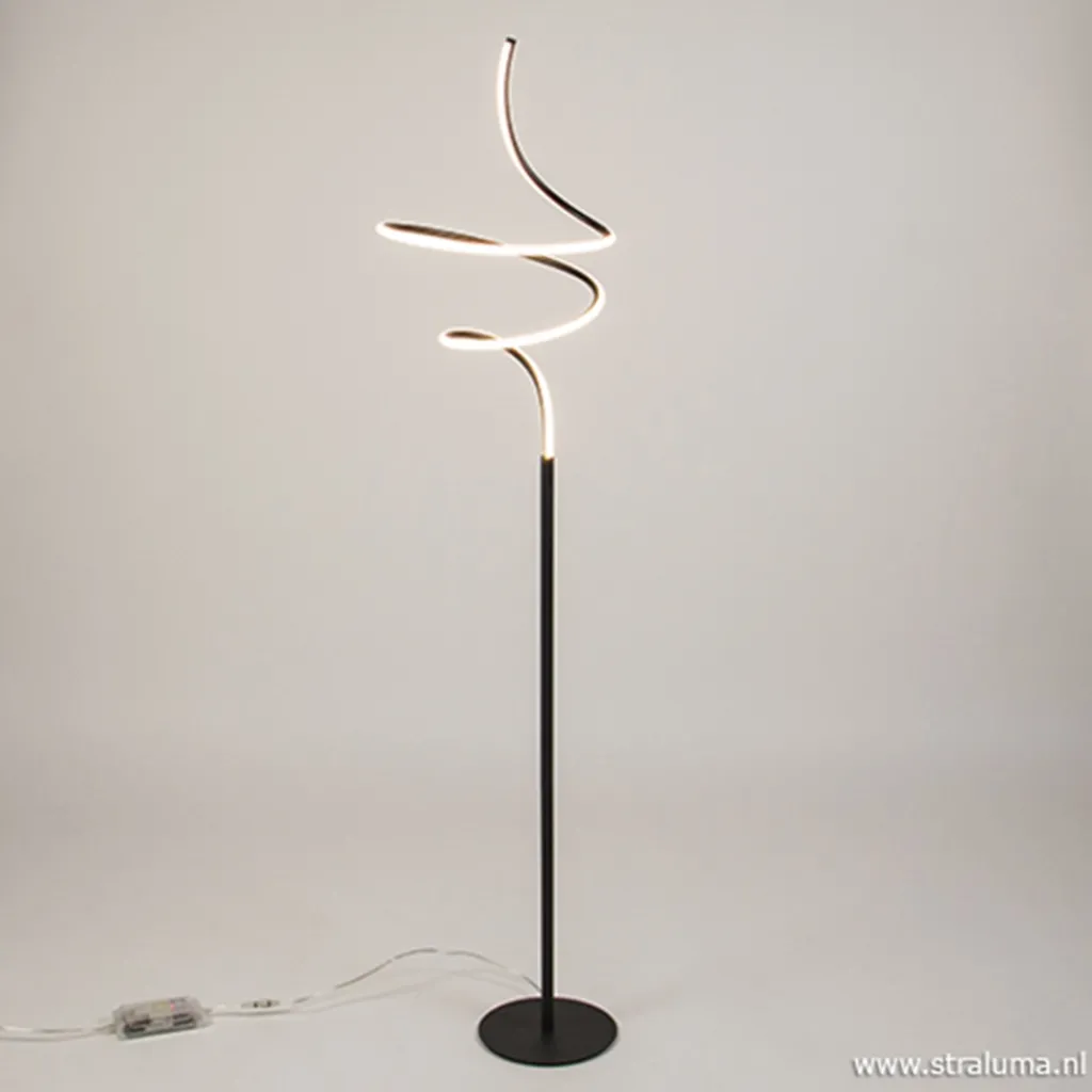 Straluma Zwarte krul vloerlamp LED dimbaar> Vloerlampen|Woonkamerlampen