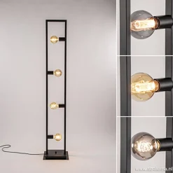Straluma Zwarte metalen vloerlamp open frame></noscript> Woonkamerlampen|Slaapkamerlampen