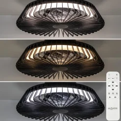 Straluma Zwarte plafondventilator mini met dimbaar LED> Plafondlampen|Plafondventilatoren met lamp