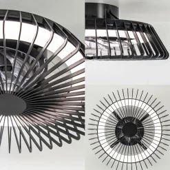 Straluma Zwarte plafondventilator mini met dimbaar LED></noscript> Plafondlampen|Plafondventilatoren met lamp