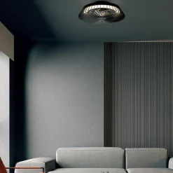 Straluma Zwarte plafondventilator mini met dimbaar LED></noscript> Plafondlampen|Plafondventilatoren met lamp