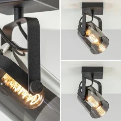 Straluma Zwarte plafond/wandlamp met titanium glas><noscript><img width=