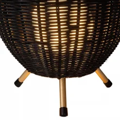 Straluma Zwarte rotan tafellamp met gouden driepoot></noscript> Tafellampen|Beach Verlichting