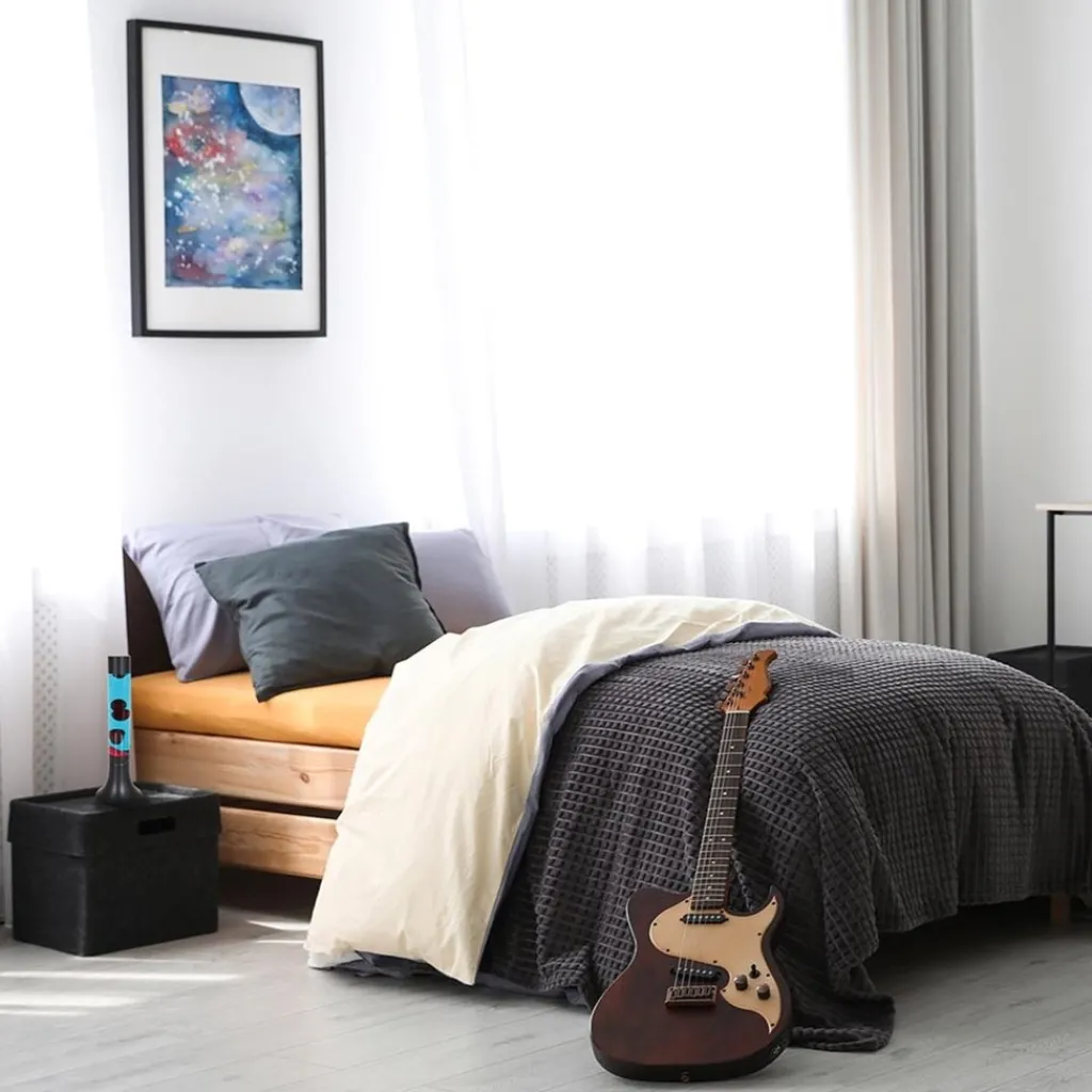 Straluma Zwarte tafellamp lava blauw met rood> Decoratieve Verlichting|Tienerkamerlampen