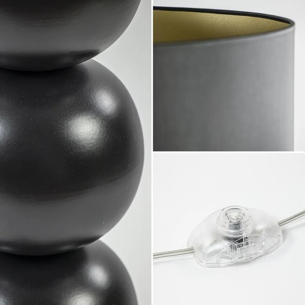 Straluma Zwarte vloerlamp bollen met zwarte ronde kap> Vloerlampen|Schemerlampen