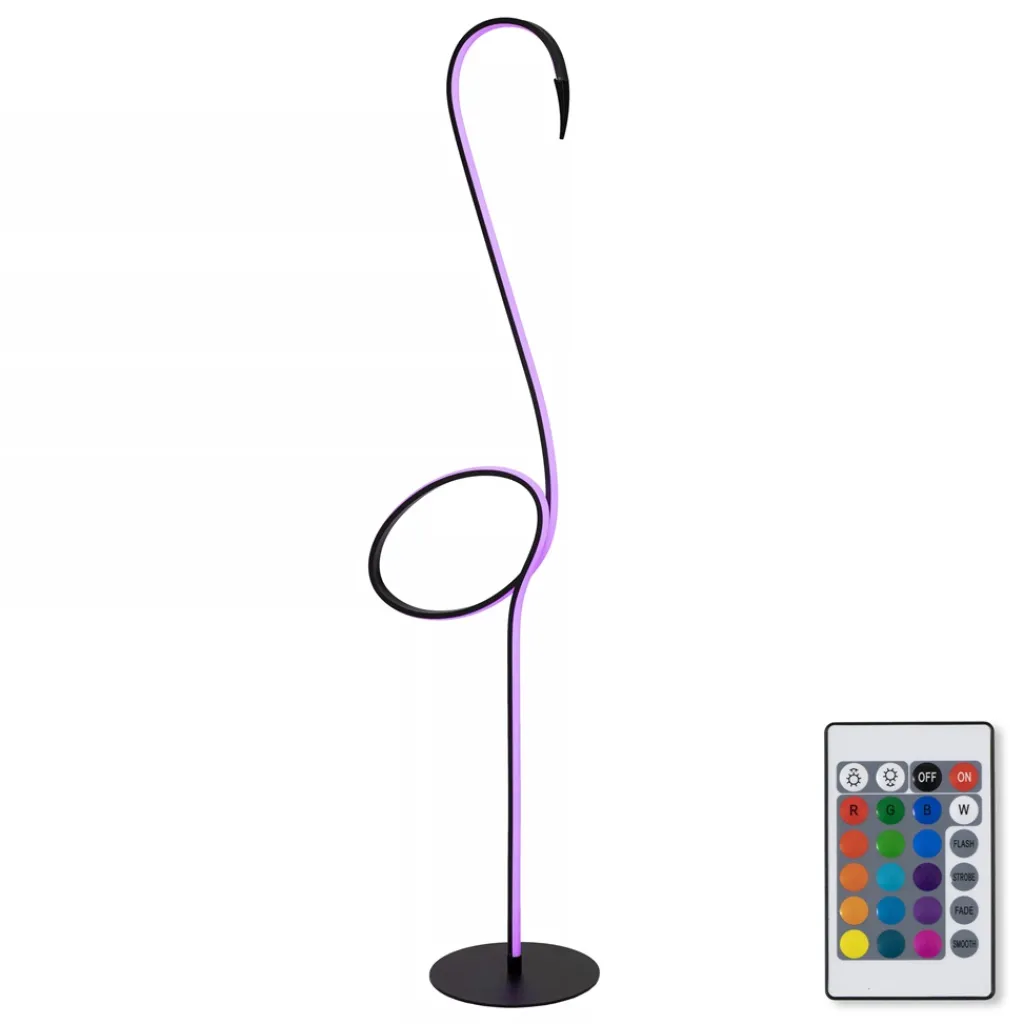 Straluma Zwarte vloerlamp flamingo met LED RGB multicolor> Vloerlampen|Tienerkamerlampen