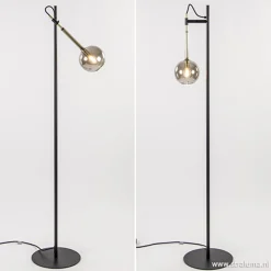 Straluma Zwart/messing vloerlamp met smoke glas> Slaapkamerlampen|Halverlichting